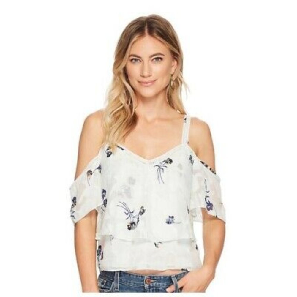 Lucky Brand Jacquard Cold Shoulder Top